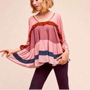Anthropologie Meadow Rue Ruffle Flowy Tunic Top